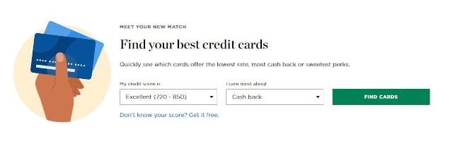 Nerdwallet sử dụng công cụ so sánh kèm với CTA nổi bật để thu hút khách hàng